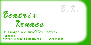 beatrix krnacs business card
